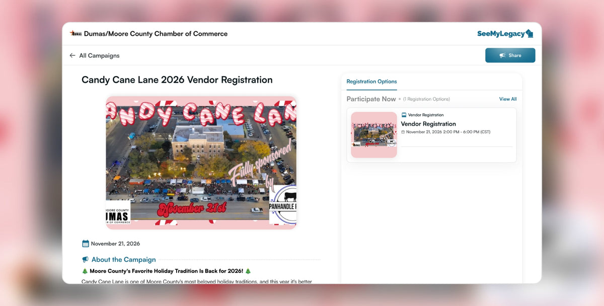 Dumas Candy Cane Lane Vendor Registration | Campaign Spotlight ...