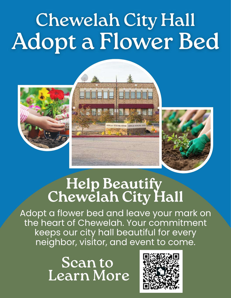 City Hall Adopt a Flower Bed Program Flyer with QR Code