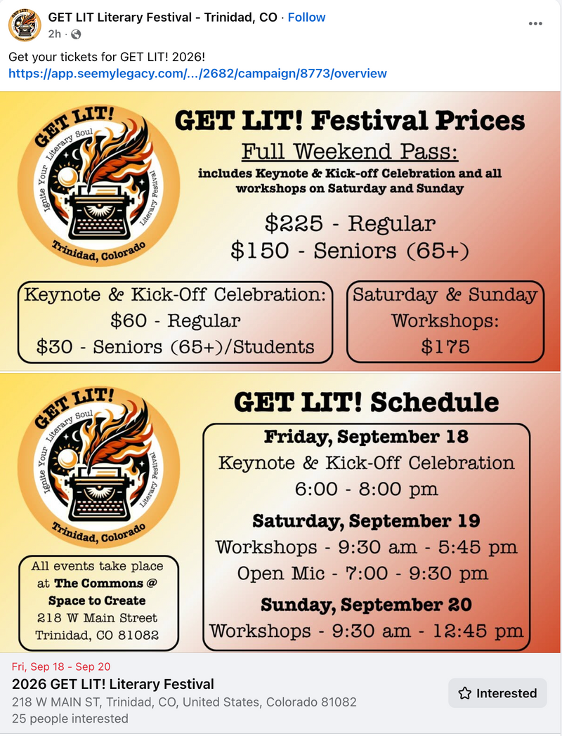 Create Trinidad - Get Lit Festival Promotion by Event Page