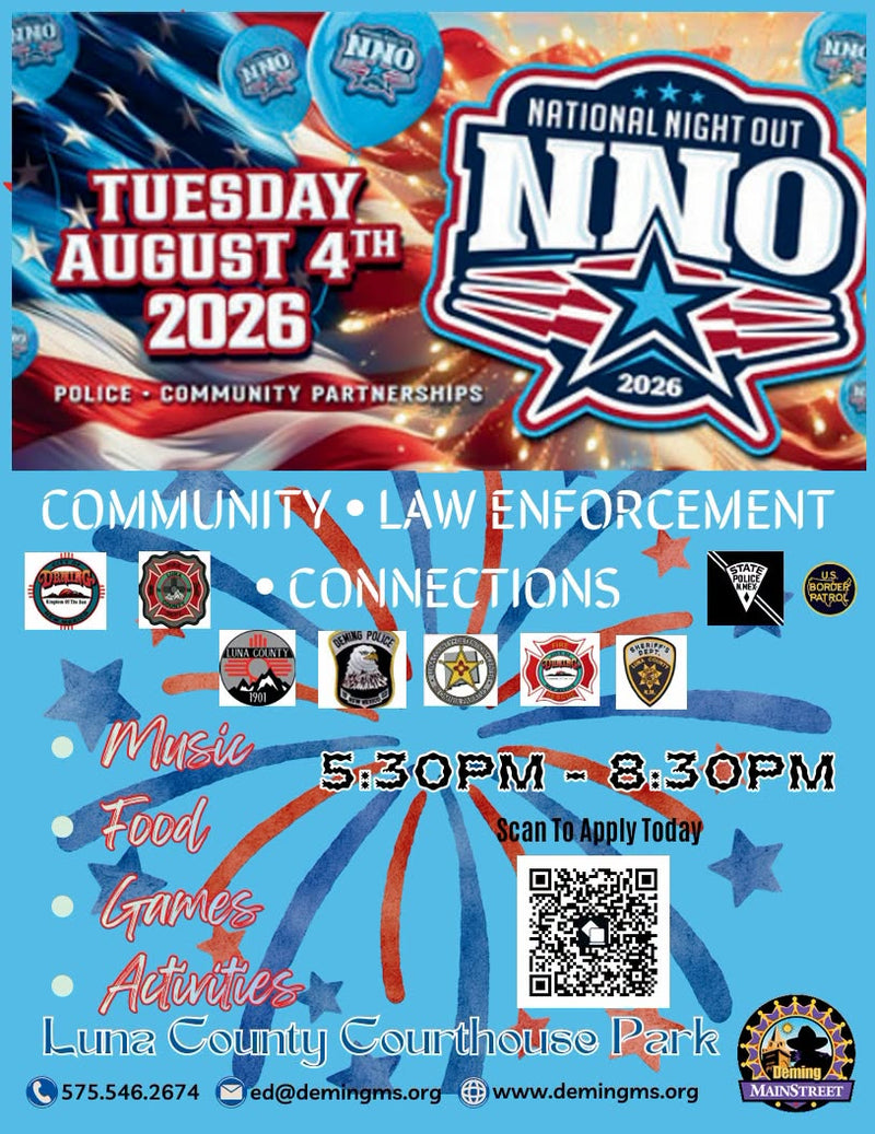 Deming Luna County Main Street - National Night Out Booth Registration Flyer