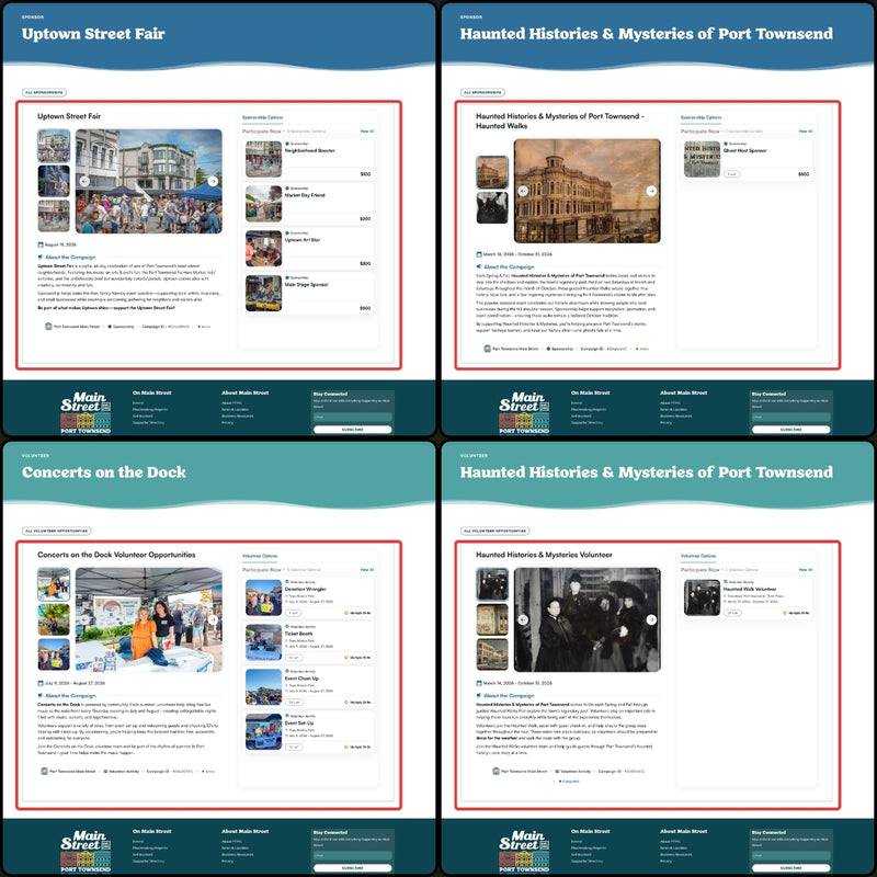 Port Townsend Main Street Full Campaigns Embed on Individual Event Websites
