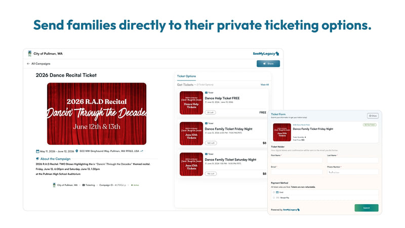 Dance Recital Private Link for Families