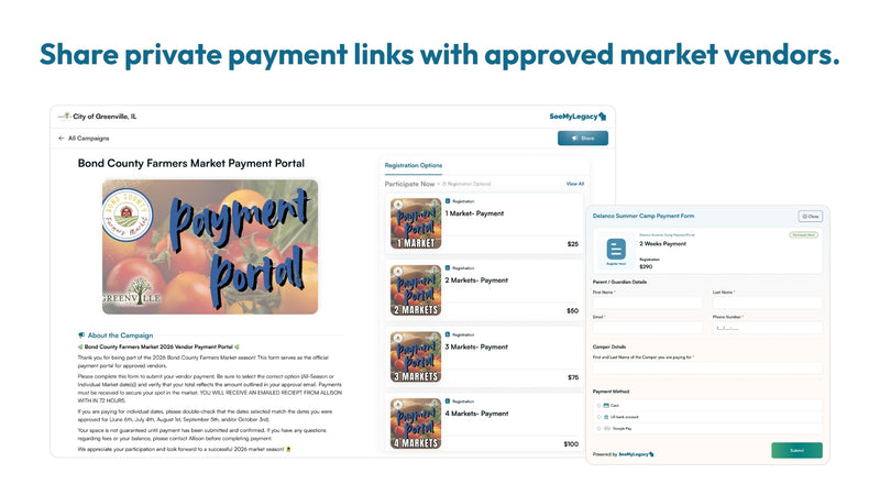 Market Payment Portal for Approved Vendors