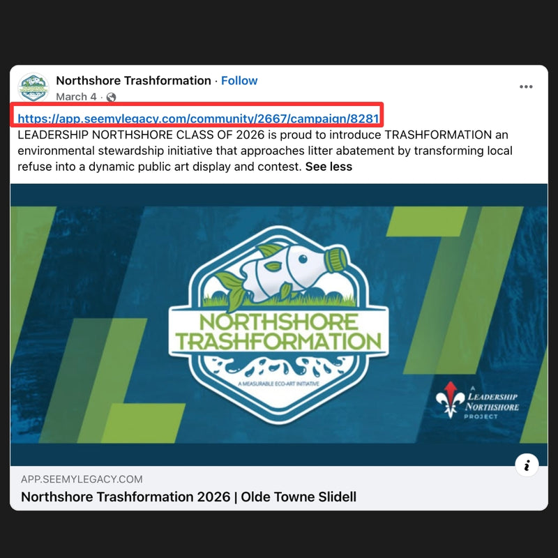 Olde Towne Slidell and Northshore Trashformation 2026 Facebook Announcement