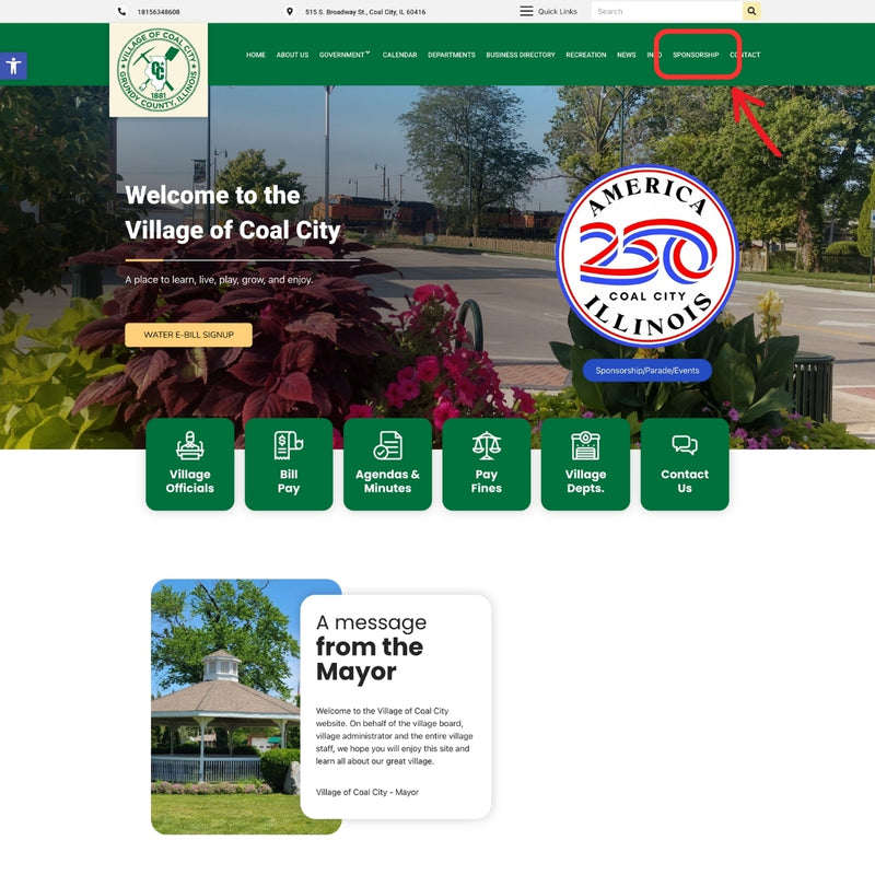 Village of Coal City Nav Bar Sponsorship Link