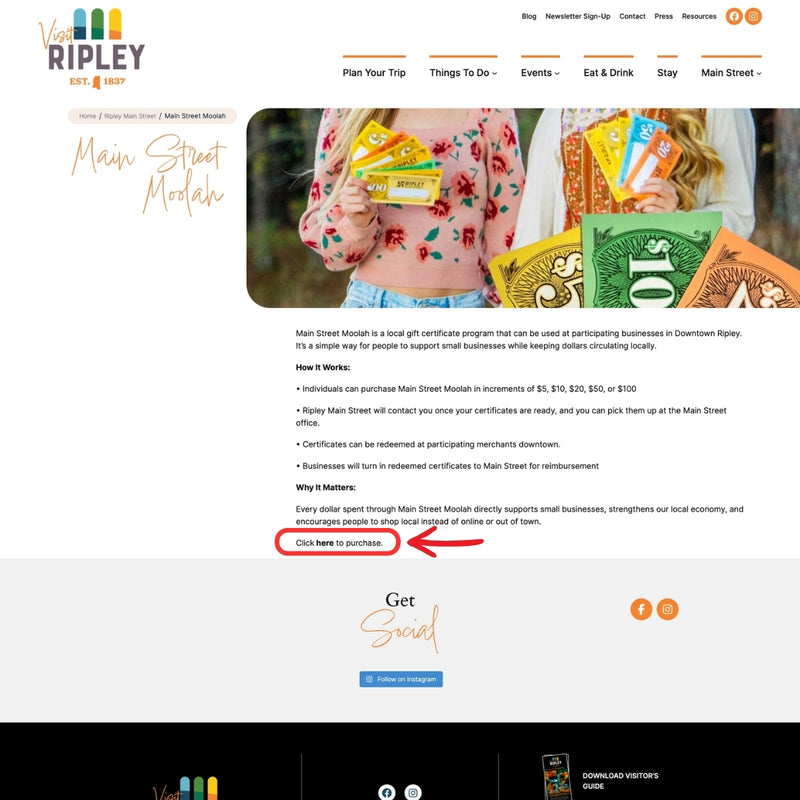 Ripley Main Street Link to Campaign to purchase Main Street Moolah