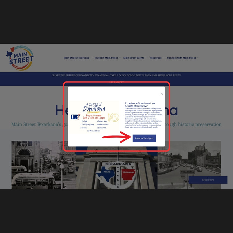 A Taste of Downtown Pop Up Ticket Advertisement